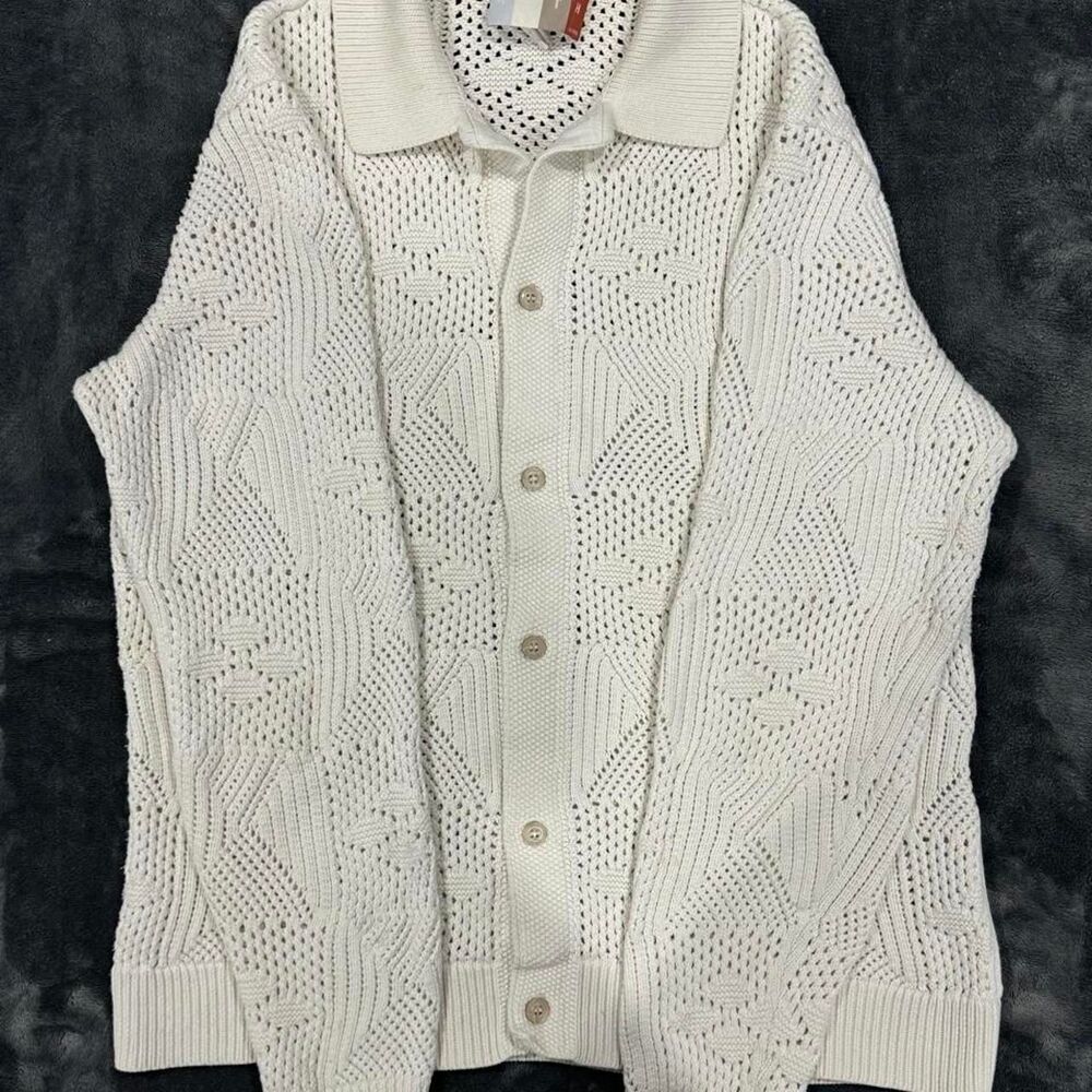 Kith Men's White and Cream Cardigan